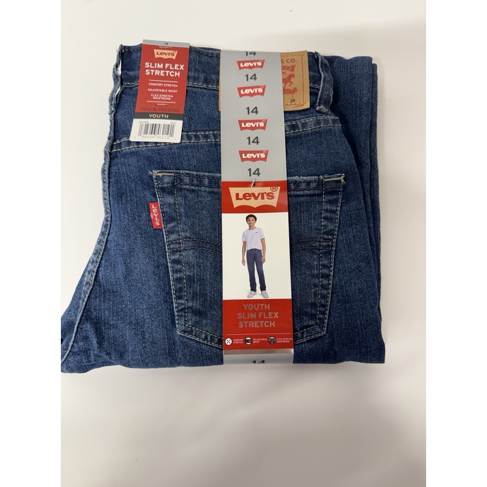 Levi's 511 Boys Jeans Size 14 Regular W27 L29 Slim Flex Stretch Blue Denim NWT